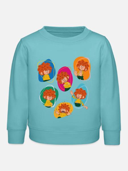 Pumuckl Zeigt Verschiedene Emotionen - Kinder Organic Sweatshirt Mini Changer von Stanley/Stella - Pastelltürkis
