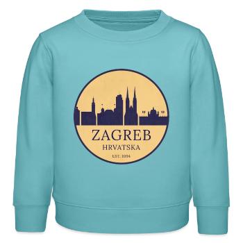 Zagreb, Croatie - Skyline Badge - Sweat enfant bio Stanley/Stella - turquoise pastel - Devant - AI Model Kid Female (0cm)