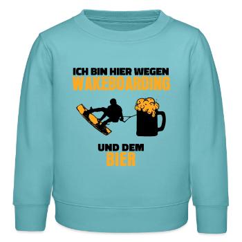 Sports nautiques Wakesurf Déclaration Wakeboard Surf - Sweat enfant bio Stanley/Stella - turquoise pastel - Devant - AI Model Kid Female (0cm)