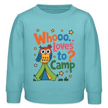 Cute Owl Whooo Loves Camping Forest Nature - Kids Organic Sweatshirt by Stanley/Stella - pastel turquoise - Front - AI Model Kid Female (0cm)