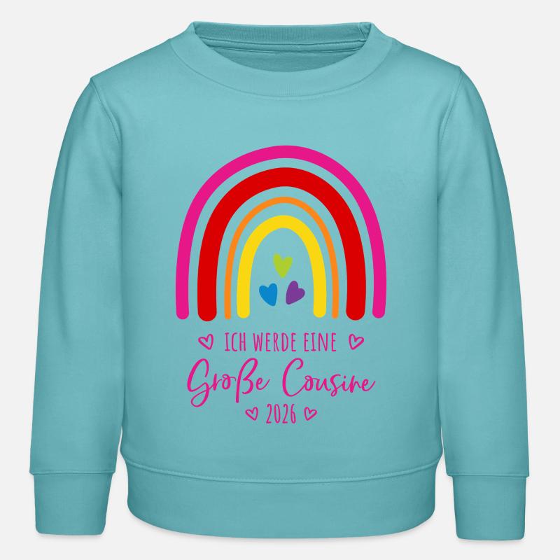 Große Cousine 2026 Regenbogen - Kinder Organic Sweatshirt Mini Changer von Stanley/Stella - Pastelltürkis