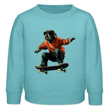 Skateboard pour chien - Sweat enfant bio Stanley/Stella - turquoise pastel - Devant - AI Model Kid Female (0cm)