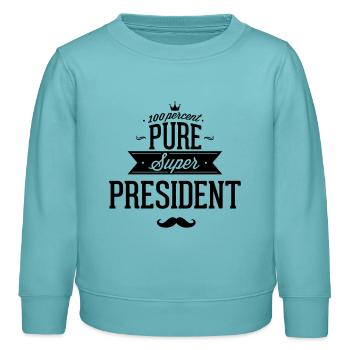 100 % super président - Sweat enfant bio Stanley/Stella - turquoise pastel - Devant - AI Model Kid Female (0cm)