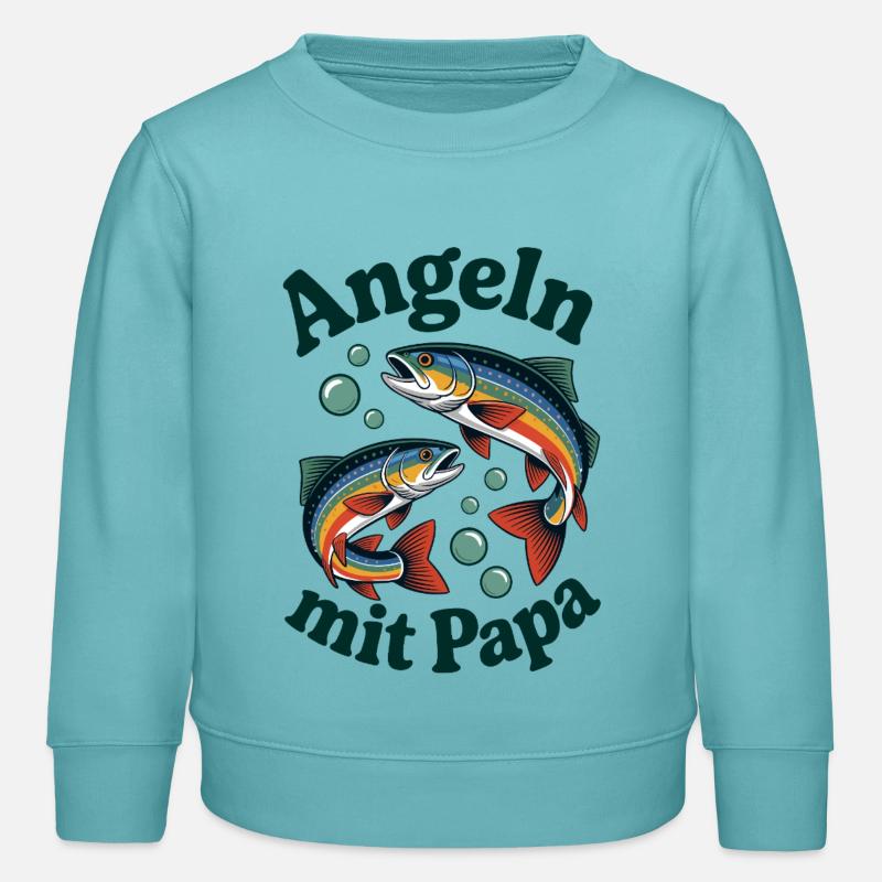 Pêcher avec papa - Sweat enfant bio Stanley/Stella - turquoise pastel