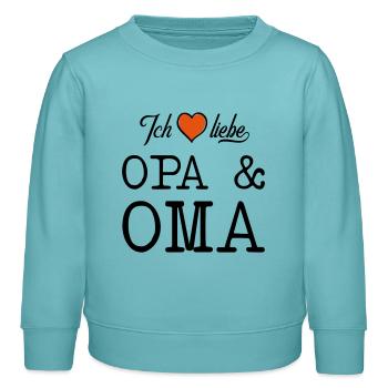 Ich liebe Opa und Oma Herz - Kinder Organic Sweatshirt Mini Changer von Stanley/Stella - Pastelltürkis - Vorne - AI Model Kid Female (0cm)