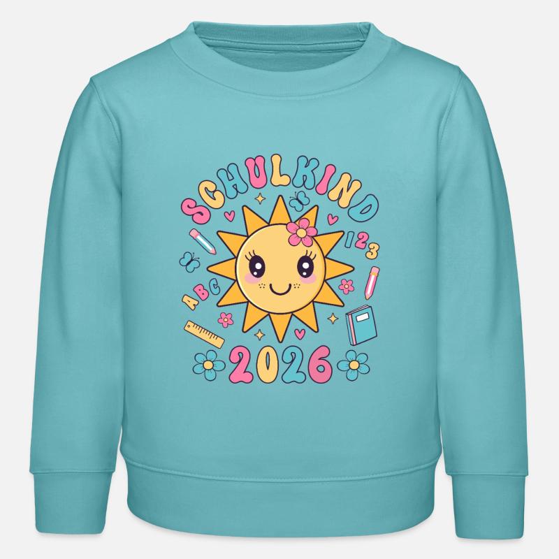 Schulkind 2026 Einschulung Mädchen Geschenkidee - Kinder Organic Sweatshirt Mini Changer von Stanley/Stella - Pastelltürkis