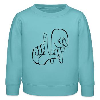 los_angeles_handzeichen - Sweat enfant bio Stanley/Stella - turquoise pastel - Devant - AI Model Kid Female (0cm)