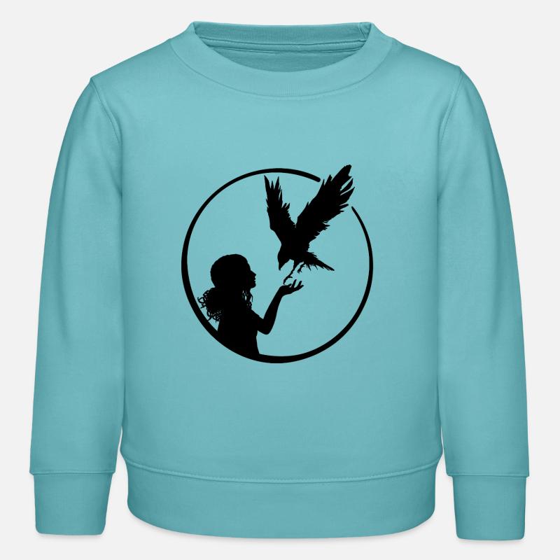 Fille Oiseau - Sweat enfant bio Stanley/Stella - turquoise pastel
