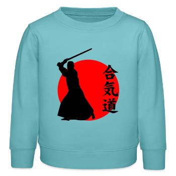Aïkido - Sweat enfant bio Stanley/Stella - turquoise pastel - Devant - AI Model Kid Female (0cm)