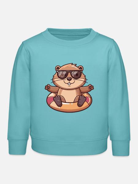 Biber Comic Cool - Kinder Organic Sweatshirt Mini Changer von Stanley/Stella - Pastelltürkis