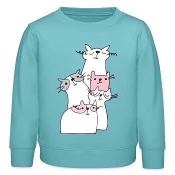 Rencontrez des chats - Sweat enfant bio Stanley/Stella - turquoise pastel - Devant - AI Model Kid Female (0cm)