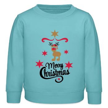 Noël - Sweat enfant bio Stanley/Stella - turquoise pastel - Devant - AI Model Kid Female (0cm)