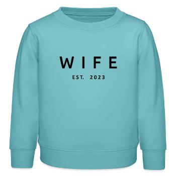 2023 Fiançailles Mariage Douche nuptiale - Sweat enfant bio Stanley/Stella - turquoise pastel - Devant - AI Model Kid Female (0cm)