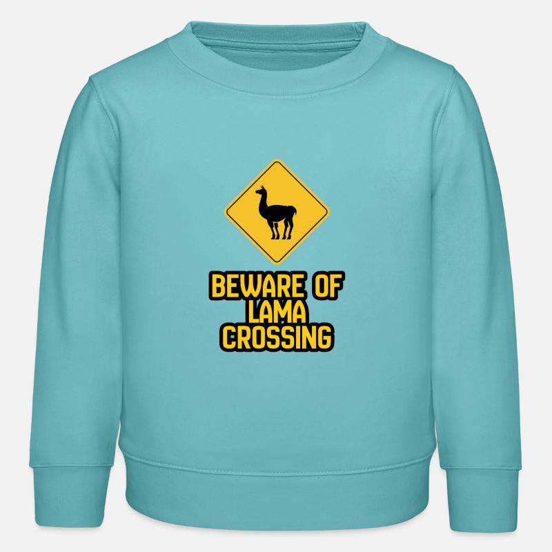 Panneau d’avertissement de Lama Crossing - Sweat enfant bio Stanley/Stella - turquoise pastel