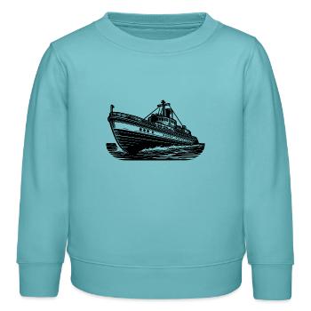 Remorqueur de navire océanique élégant - Sweat enfant bio Stanley/Stella - turquoise pastel - Devant - AI Model Kid Female (0cm)