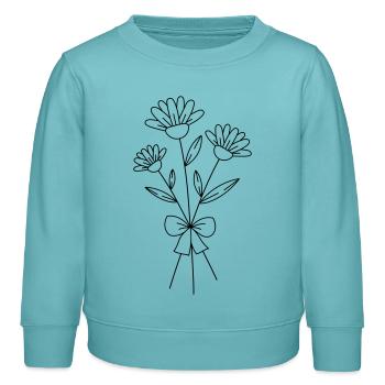 Bouquet - Sweat enfant bio Stanley/Stella - turquoise pastel - Devant - AI Model Kid Female (0cm)