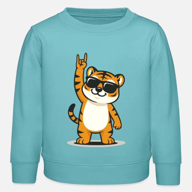 Tiger Rockt Laut - Kinder Organic Sweatshirt Mini Changer von Stanley/Stella - Pastelltürkis