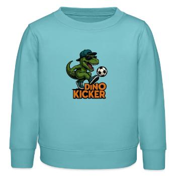 Fußball Dino - Kinder Organic Sweatshirt Mini Changer von Stanley/Stella - Pastelltürkis - Vorne - AI Model Kid Female (0cm)