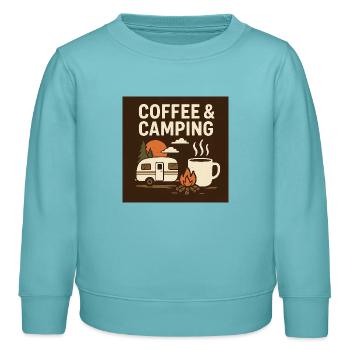 Kaffeekultur beim Camping - Kinder Organic Sweatshirt Mini Changer von Stanley/Stella - Pastelltürkis - Vorne - AI Model Kid Female (0cm)