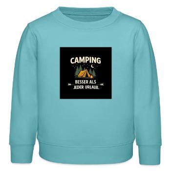 Camping better than any holiday - Kids Organic Sweatshirt by Stanley/Stella - pastel turquoise - Front - AI Model Kid Female (0cm)
