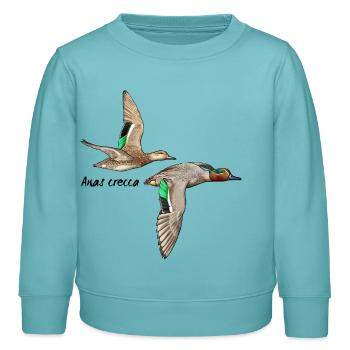Krickente im Flug - Kinder Organic Sweatshirt Mini Changer von Stanley/Stella - Pastelltürkis - Vorne - AI Model Kid Female (0cm)