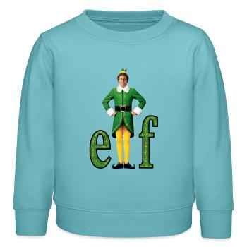 Buddy The Elf Lettering With Buddy - Kids Organic Sweatshirt by Stanley/Stella - pastel turquoise - Front - AI Model Kid Female (0cm)