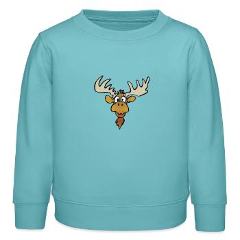 Elch guckt doof - Kinder Organic Sweatshirt Mini Changer von Stanley/Stella - Pastelltürkis - Vorne - AI Model Kid Female (0cm)
