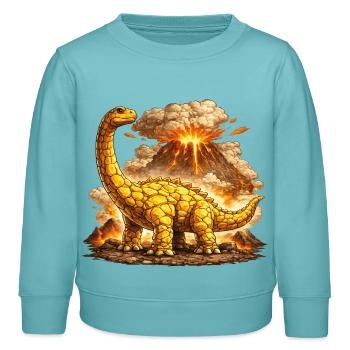 Brontosaurus Vulkaneruption - Kinder Organic Sweatshirt Mini Changer von Stanley/Stella - Pastelltürkis - Vorne - AI Model Kid Female (0cm)