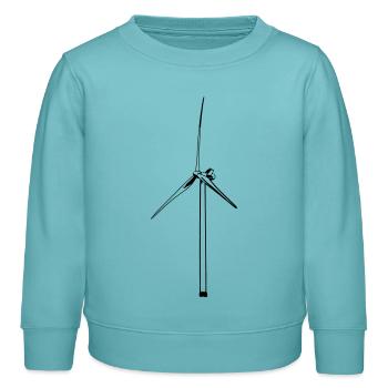 Moulin à vent - Sweat enfant bio Stanley/Stella - turquoise pastel - Devant - AI Model Kid Female (0cm)