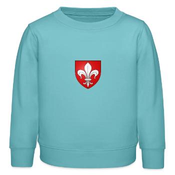 Blason Lille - Sweat enfant bio Stanley/Stella - turquoise pastel - Devant - AI Model Kid Female (0cm)