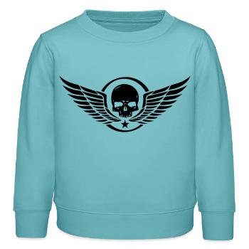 SkullWings - Sweat enfant bio Stanley/Stella - turquoise pastel - Devant - AI Model Kid Female (0cm)