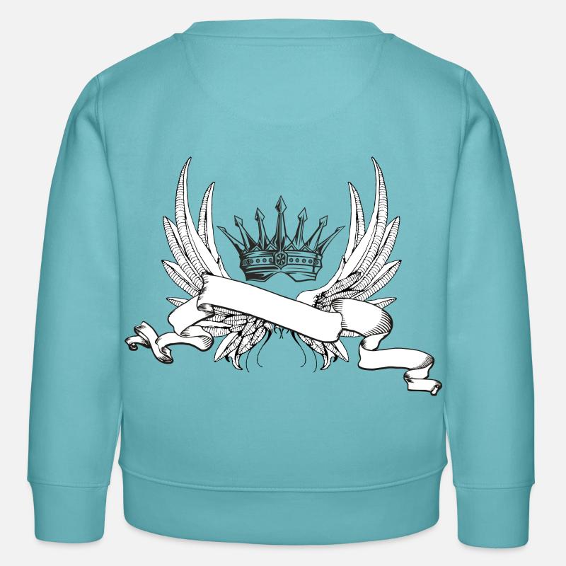 Wing with crown for own saying - Kids Organic Sweatshirt by Stanley/Stella - pastel turquoise
