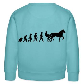Evolution Trabrennsport Pferderennsport Pferde - Kinder Organic Sweatshirt Mini Changer von Stanley/Stella - Pastelltürkis - Hinten - AI Model Kid Female (0cm)