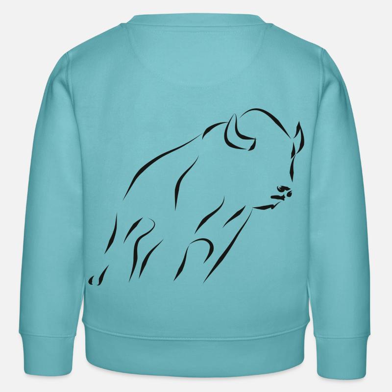 Bison - noir - Sweat enfant bio Stanley/Stella - turquoise pastel