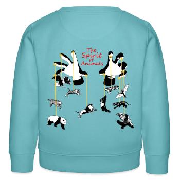 The Spirit of Animals - Der Geist der Tiere - Kinder Organic Sweatshirt Mini Changer von Stanley/Stella - Pastelltürkis - Hinten - AI Model Kid Female (0cm)