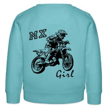 mx girl - Sweat enfant bio Stanley/Stella - turquoise pastel - Dos - AI Model Kid Female (0cm)
