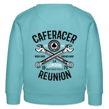 Caferacer Réunion - Sweat enfant bio Stanley/Stella - turquoise pastel - Dos - AI Model Kid Female (0cm)