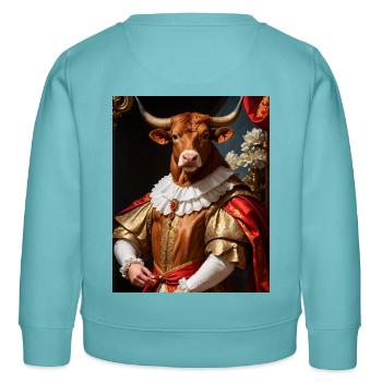 Taureau majestueux – roi du Baroque - Sweat enfant bio Stanley/Stella - turquoise pastel - Dos - AI Model Kid Female (0cm)