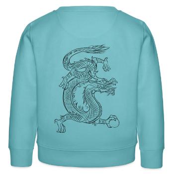Black Dragon des Enfers - Cadeau - Sweat enfant bio Stanley/Stella - turquoise pastel - Dos - AI Model Kid Female (0cm)