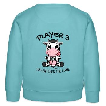 Player 3 has entered the game - Kinder Organic Sweatshirt Mini Changer von Stanley/Stella - Pastelltürkis - Hinten - AI Model Kid Female (0cm)