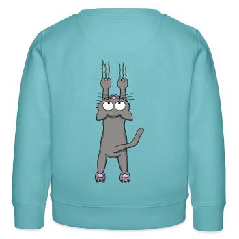 Gray cat - Kids Organic Sweatshirt by Stanley/Stella - pastel turquoise - Back - AI Model Kid Female (0cm)