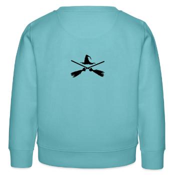 Traverser avec balai - Sweat enfant bio Stanley/Stella - turquoise pastel - Dos - AI Model Kid Female (0cm)