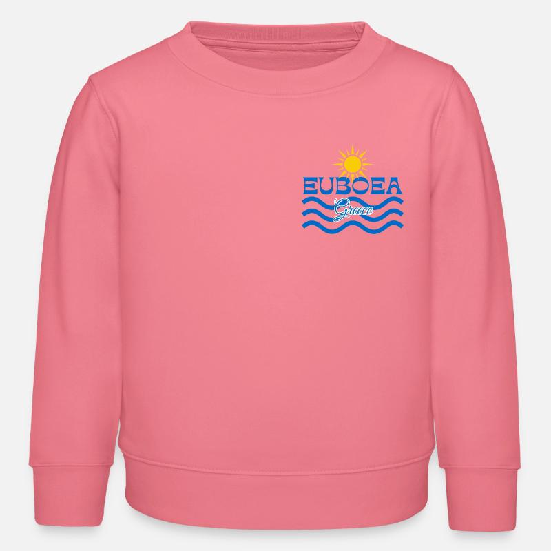 Euboea Greece Sun Waves Logo - Kids Organic Sweatshirt by Stanley/Stella - pink joy 