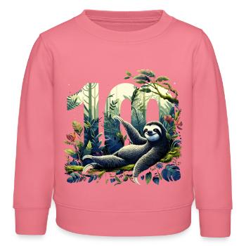 100 Years Sloth 100th Birthday Gift - Kids Organic Sweatshirt by Stanley/Stella - pink joy  - Front - AI Model Kid Female (0cm)