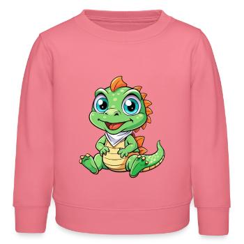 Basilisk Niedliche Zeichentrickfigur Kawaii Clipart - Kinder Organic Sweatshirt Mini Changer von Stanley/Stella - Pink  - Vorne - AI Model Kid Female (0cm)