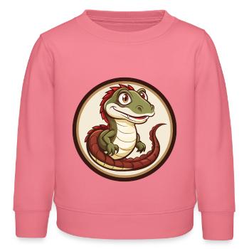Basilisk Bunte Kawaii Cartoon Figur Clipart - Kinder Organic Sweatshirt Mini Changer von Stanley/Stella - Pink  - Vorne - AI Model Kid Female (0cm)