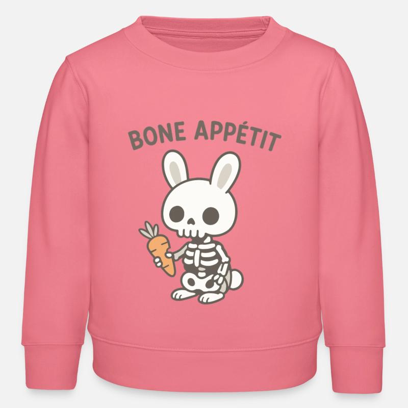 Bone Appetit Skeleton Bunny - Sweat enfant bio Stanley/Stella - rose 