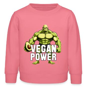 Vegan Power Avocado Superfood Muskeln Geschenk - Kinder Organic Sweatshirt Mini Changer von Stanley/Stella - Pink  - Vorne - AI Model Kid Female (0cm)