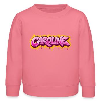 CAROLINE GRAFFITI NAME FÜR PERFEKTES GESCHENK DRUCKBAR - Kinder Organic Sweatshirt Mini Changer von Stanley/Stella - Pink  - Vorne - AI Model Kid Female (0cm)