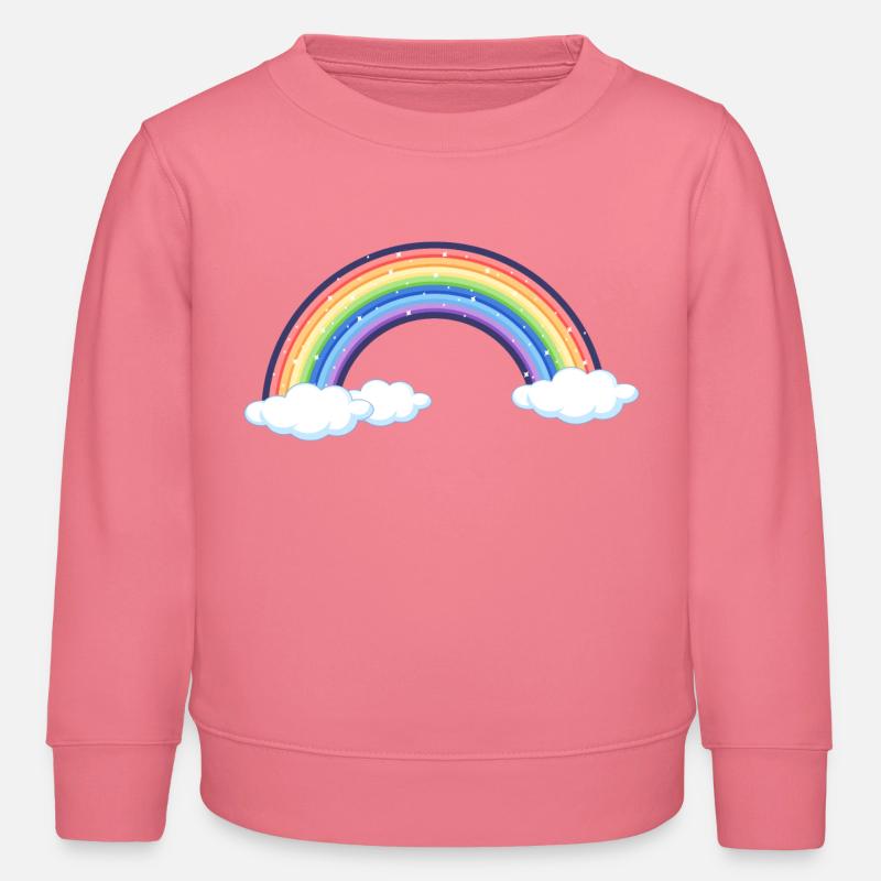 Vibrant Rainbow Over Clouds - Kids Organic Sweatshirt by Stanley/Stella - pink joy 